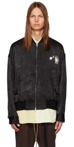 Song for the Mute - Black Cuffed Bomber Jacket 