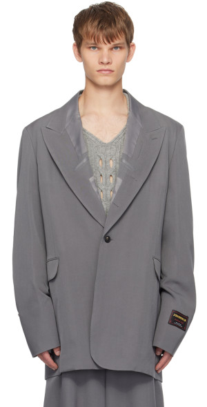 SOSHIOTSUKI - Gray Inside Lapel Blazer