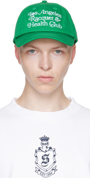 キャップ SPORTY & RICH LA RACQUET CLUB HAT GREEN Sporty & Rich Men's LA Racquet Club Cap in Verde/White