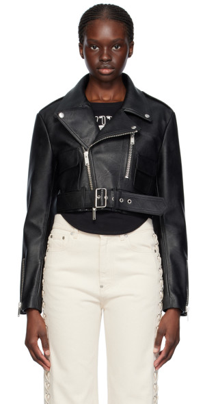 Stella McCartney - Black Cropped Faux-Leather Biker Jacket