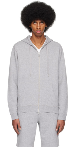 トップス SUNSPEL zip up parka gley Men's Loopback Zip Hoodie in Grey Melange | Sunspel