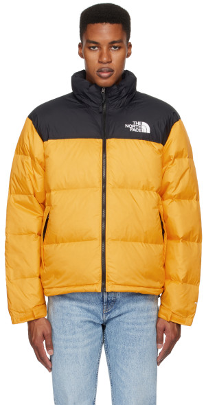 Yellow and black north face puffer hot sale