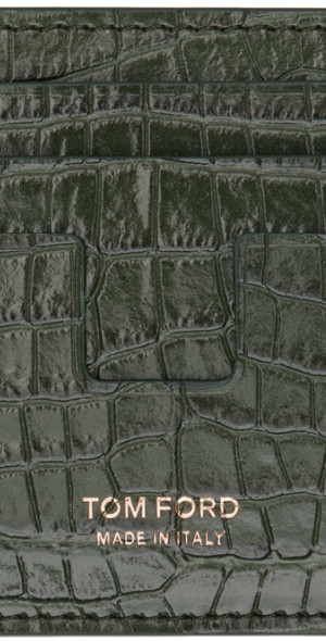TOM FORD - Green Croc-Embossed Card Holder