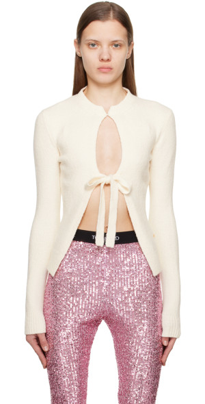 TOM FORD - Off-White Self-Tie Cardigan