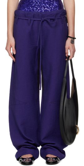Tory Burch Tory Burch Purple Cotton Baggy Trousers