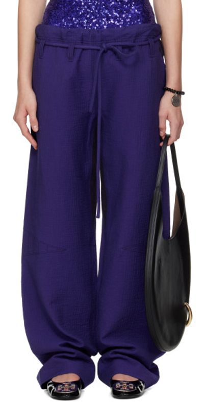 Tory Burch Tory Burch Purple Cotton Baggy Trousers