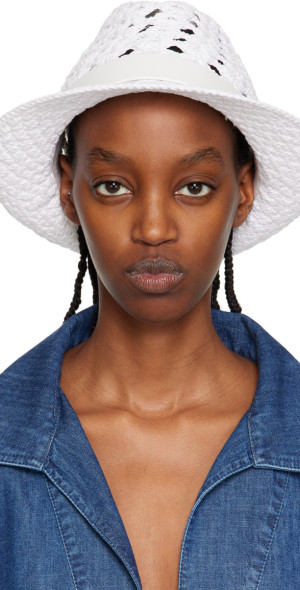 【関税込み】Valentino Garavani ホワイト VLogo ビーチハット Valentino Garavani - White VLogo Beach Hat