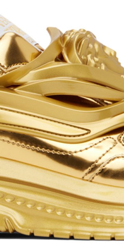 gold versace dress shoes Versace Gold-tone slip on - Gold