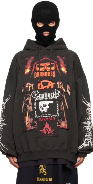 VETEMENTS Black Patched Metal Hoodie