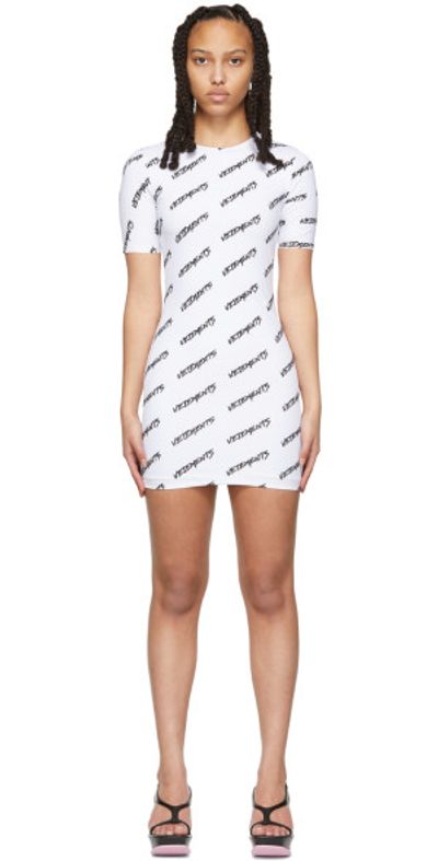 VETEMENTS - White & Black Fitted Logo T-Shirt Dress