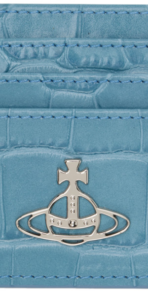 Vivienne Westwood - Blue Croc-Embossed Orb Card Holder
