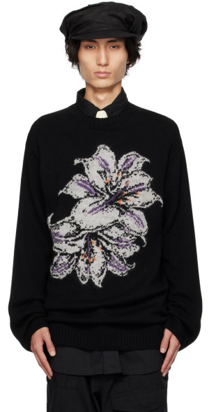 立体・オブジェ f.l.o.w.e.r  studio note Yohji Yamamoto - Black & Purple 7G Flower Sweater