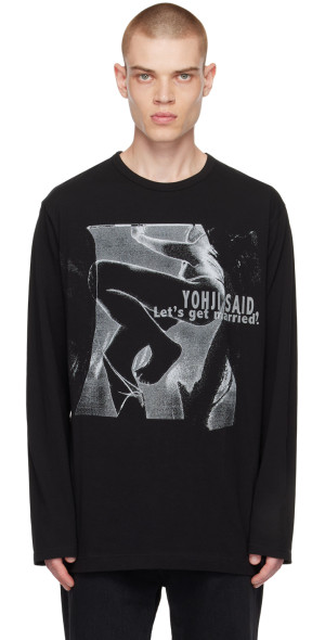 Yohji Yamamoto - Black Printed Long Sleeve T-Shirt