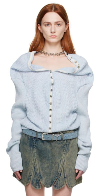 Y/Project - Blue Classic Ruffle Necklace Cardigan