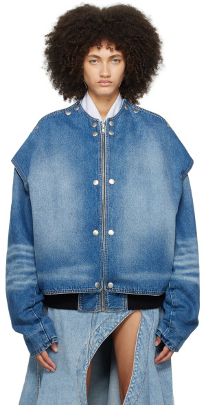 Y project 24ss blue red snap jacket