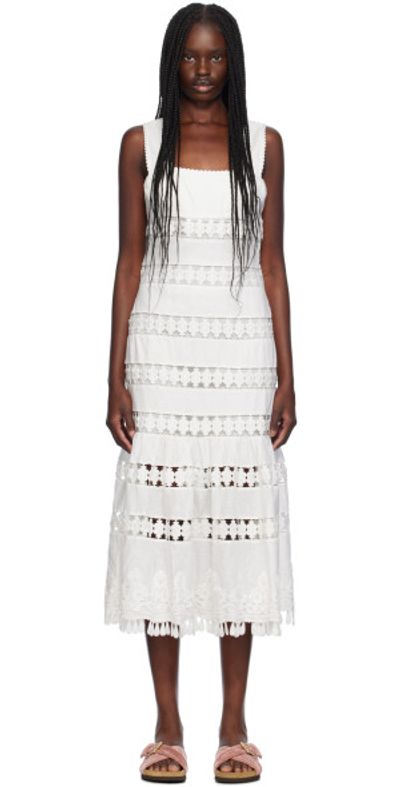 ZIMMERMANN White Pop Trimmed Midi Dress