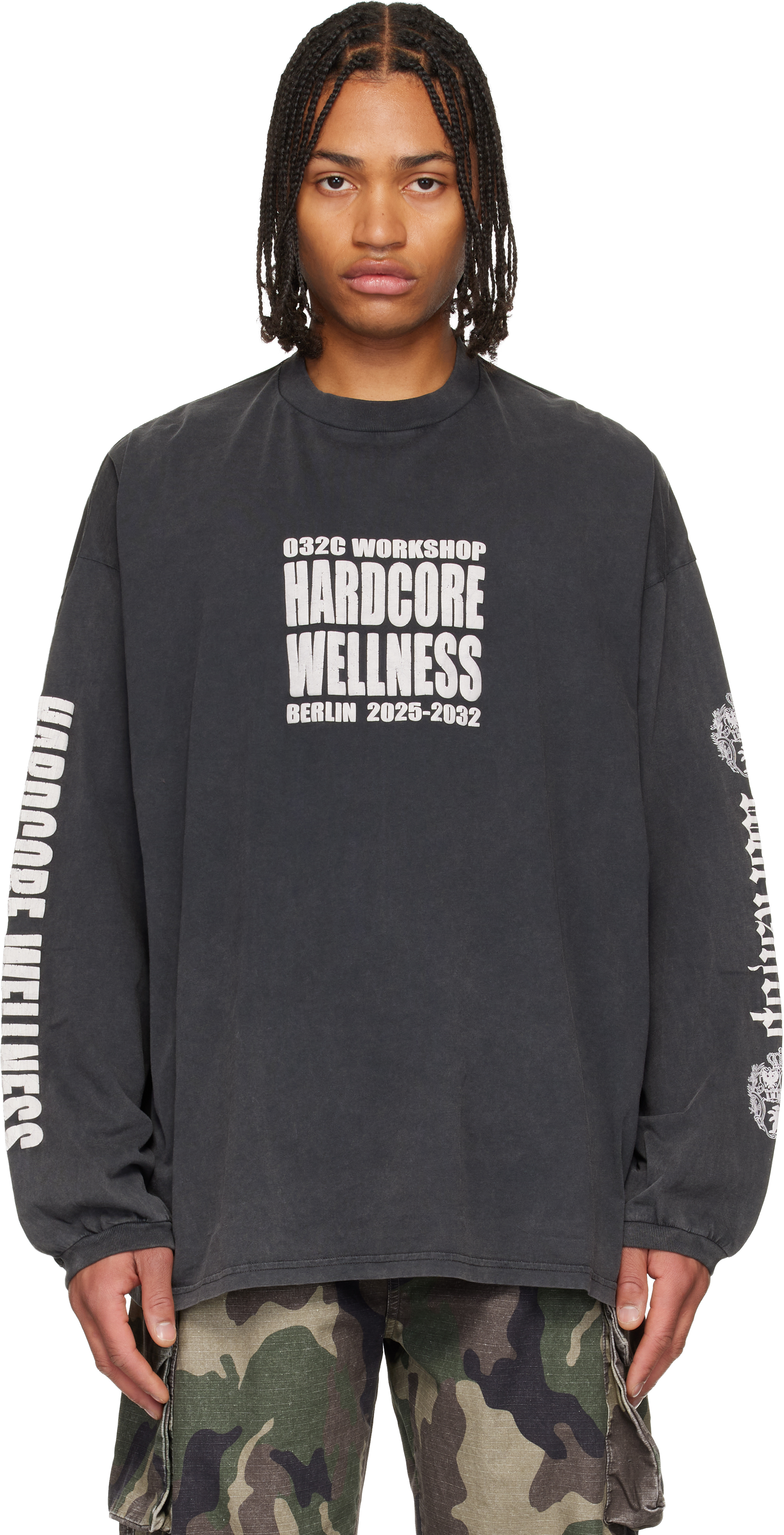 英　0326 032c - Black Hardcore Wellness Oversized Longsleeve T-shirt