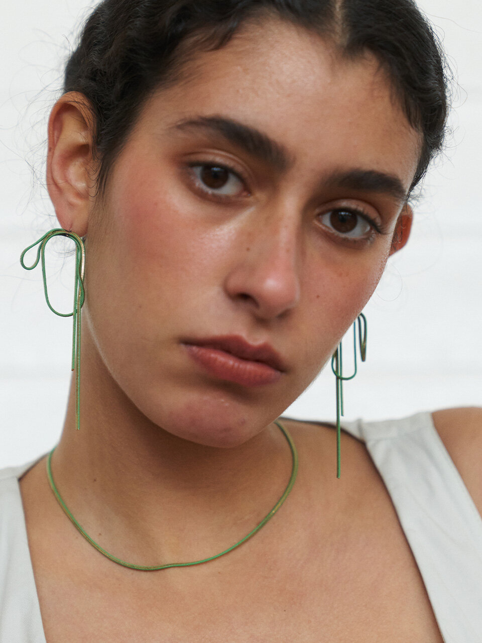 1064STUDIO Green Bow Earrings