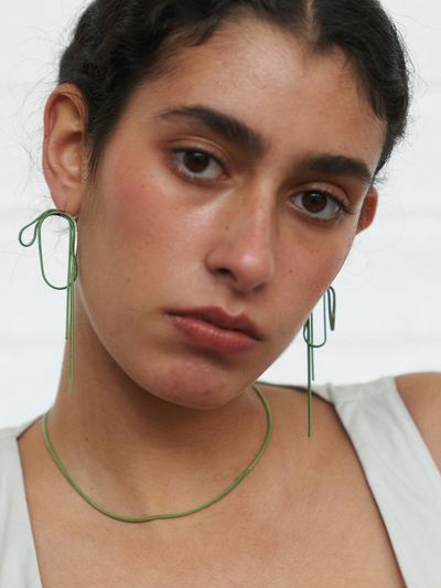 1064STUDIO Green Bow Earrings