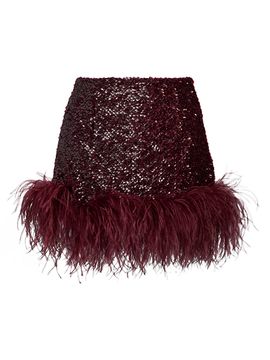 16Arlington Women's Giaci Feather-Trimmed Sequined Miniskirt