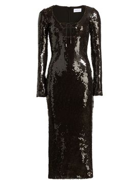 16Arlington Women's Solaria High-Shine Sequin Midi-Dress