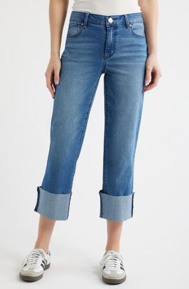 1822 Denim 1822 Denim High Waist Cuff Straight Leg Jeans