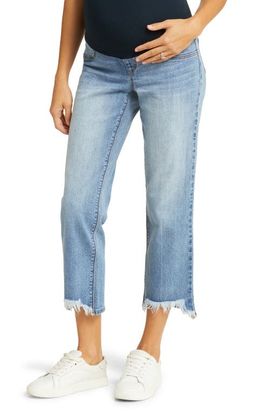 1822 Denim 1822 Denim Over the Bump Frayed Ankle Straight Leg Maternity Jeans
