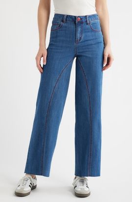 1822 Denim 1822 Denim Seamed Raw Hem Wide Leg Jeans