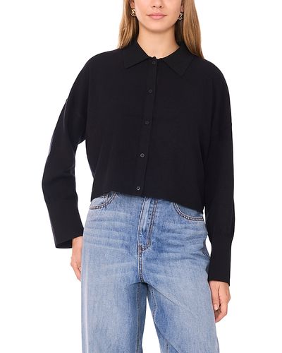 1.state 1.state Collared Button Down Cropped Sweater