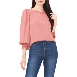 1.STATE 1.STATE Metallic Smocked Cuff Blouse