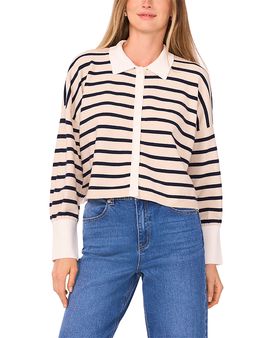 1.state 1.state Striped Button Front Sweater