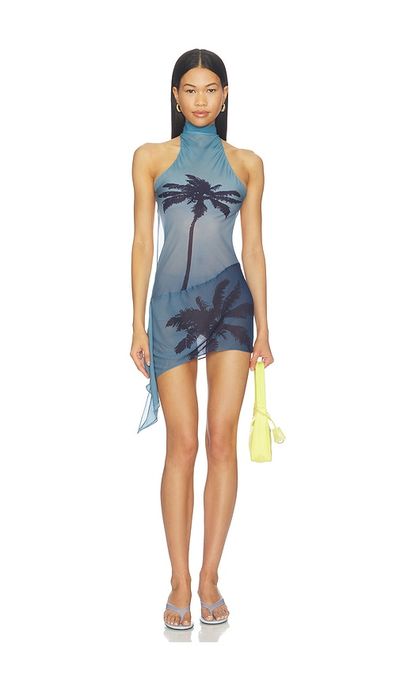 1XBLUE 1XBLUE Palm Twist Back Mini Dress