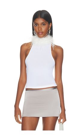 1XBLUE 1XBLUE White Feather Choker Tank