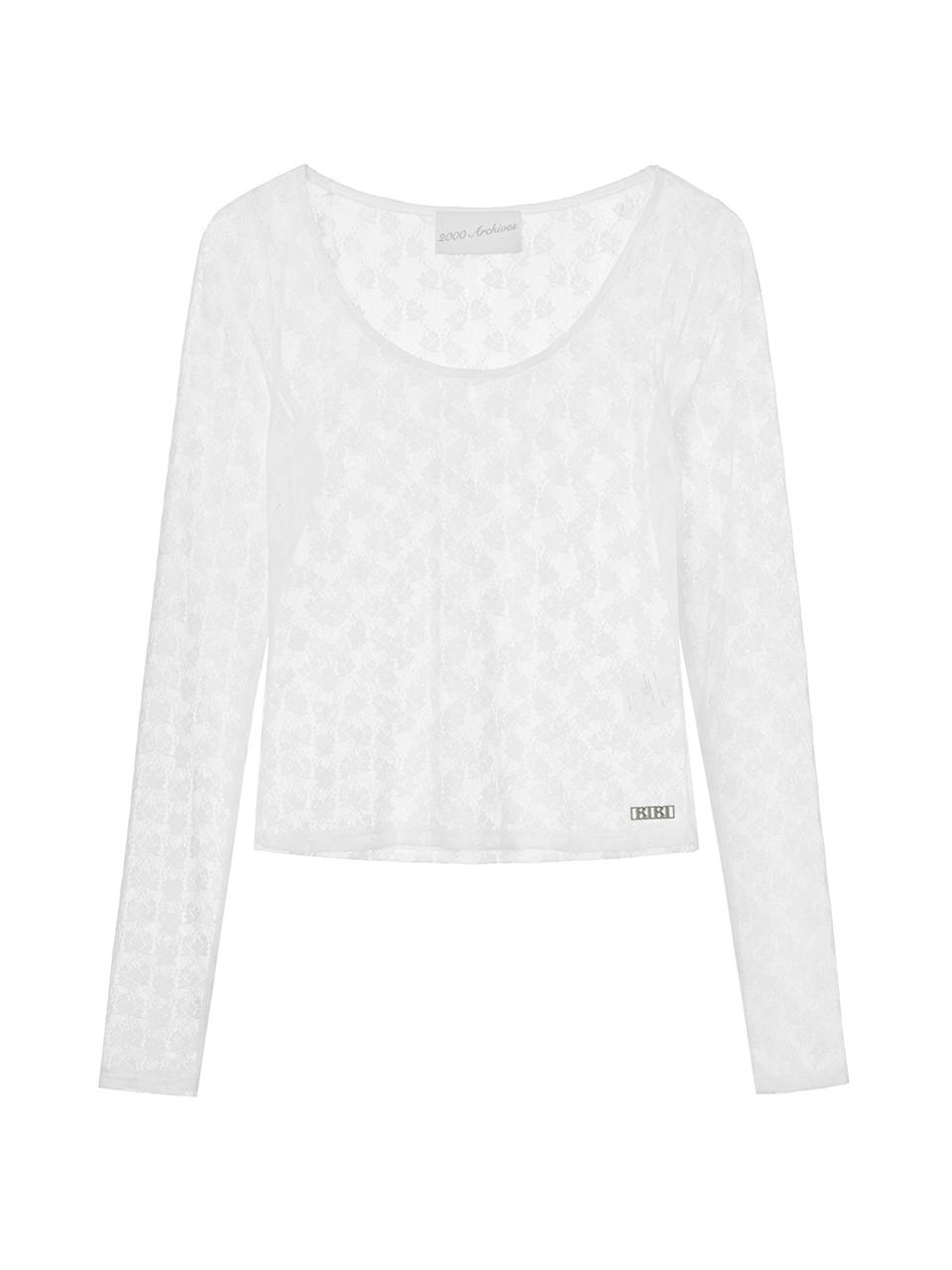 2000 Archives LACE SHEER TOP (WHITE)