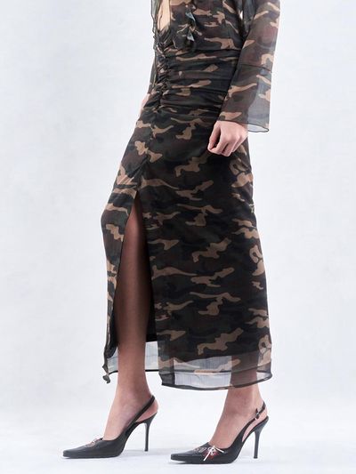 2000 Archives RUCHED MAXI SKIRT (CAMO)