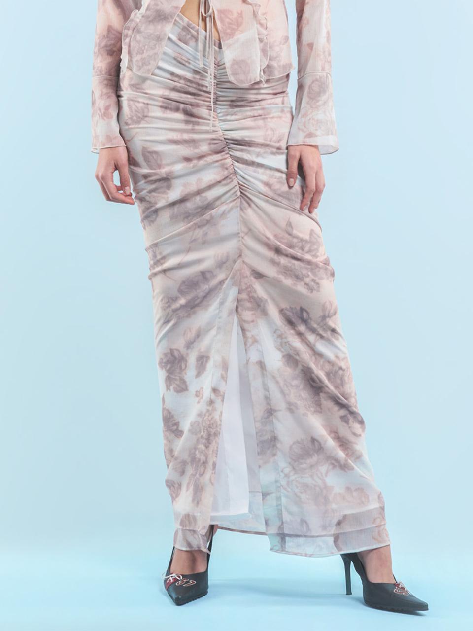 2000 Archives RUCHED MAXI SKIRT (FLOWER)