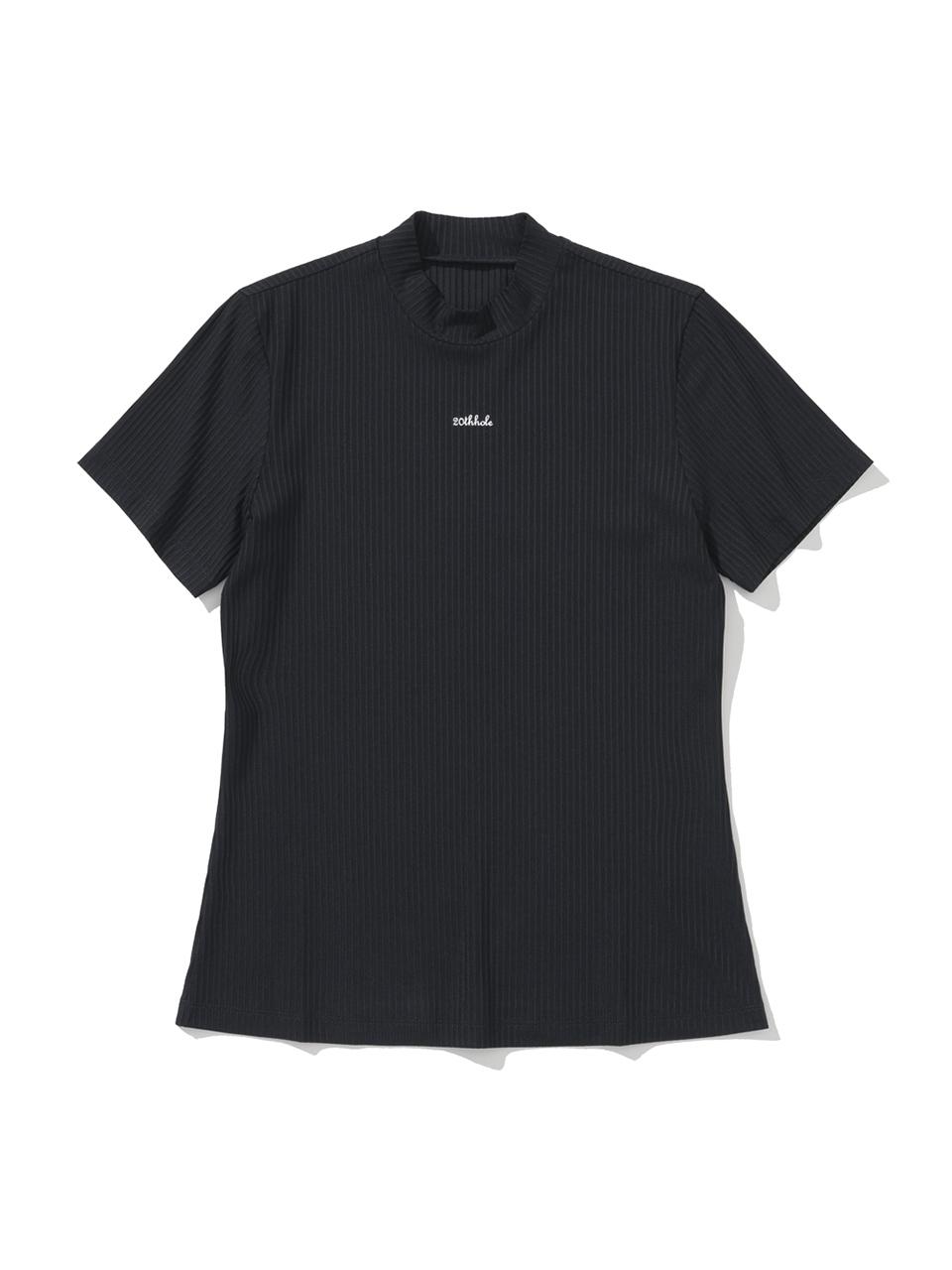 20TH HOLE Ribbed Mock Neck Short Sleeve Base Layer [BLACK]
