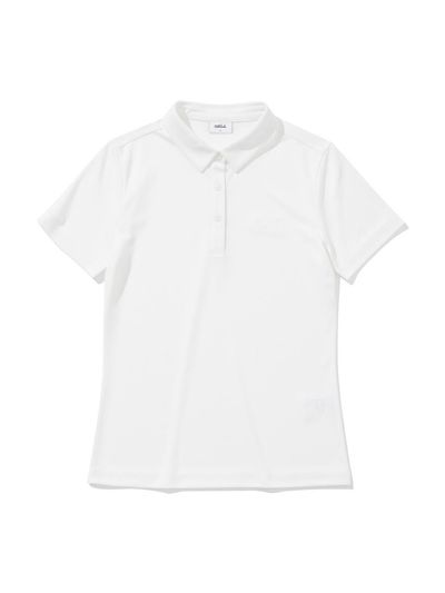 20TH HOLE Tone-on-Tone Embroidered PK Short-Sleeve Collar T-Shirt [WHITE]