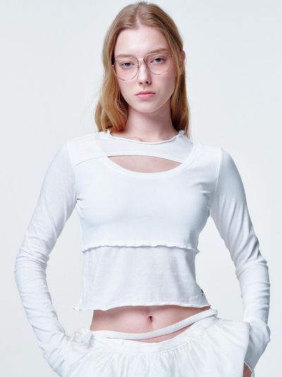 2113 studio Cross Cut Long Sleeve T-Shirt [White]