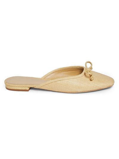22élevé - Women's Bow-Embellished Raffia Ballet Mules