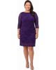 24seven Comfort Apparel 24seven Comfort Apparel 24seven Comfort Elevate Curvy Elegant Floral Lace Three-Quarter Sleeve Dress - 1