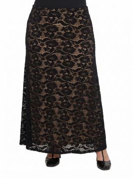 24seven Comfort Apparel 24seven Comfort Apparel 24seven Comfort Elevate Curvy Elegant Lace Elastic Waist Maxi Skirt