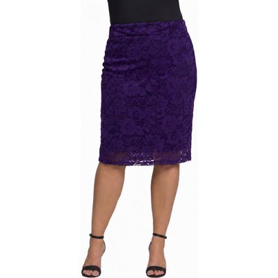 24seven Comfort Apparel 24seven Comfort Apparel 24seven Comfort Elevate Curvy Lace Elastic Waist and Knee Length Pencil Skirt