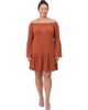 24seven Comfort Apparel 24seven Comfort Apparel 24seven Comfort Elevate Curvy Off the Shoulder Bell Sleeve Mini Dress - 1