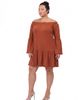 24seven Comfort Apparel 24seven Comfort Apparel 24seven Comfort Elevate Curvy Off the Shoulder Bell Sleeve Mini Dress - 2