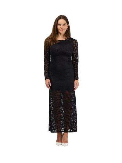 24seven Comfort Apparel 24seven Comfort Apparel 24seven Comfort Elevate Womens Round Neck Long Sleeve Lace Maxi Dress