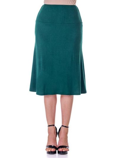 24seven Comfort Apparel 24seven Comfort Apparel A-LINE Elastic Waist Knee Length Skirt