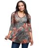 24seven Comfort Apparel 24seven Comfort Apparel Animal Print V-neck Three Quarter Sleeve Tunic Top - 1