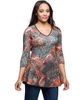 24seven Comfort Apparel 24seven Comfort Apparel Animal Print V-neck Three Quarter Sleeve Tunic Top - 2