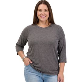 24seven Comfort Apparel 24seven Comfort Apparel Basic Curvy Soft Stretch Three Quarter Sleeve Relaxed Top